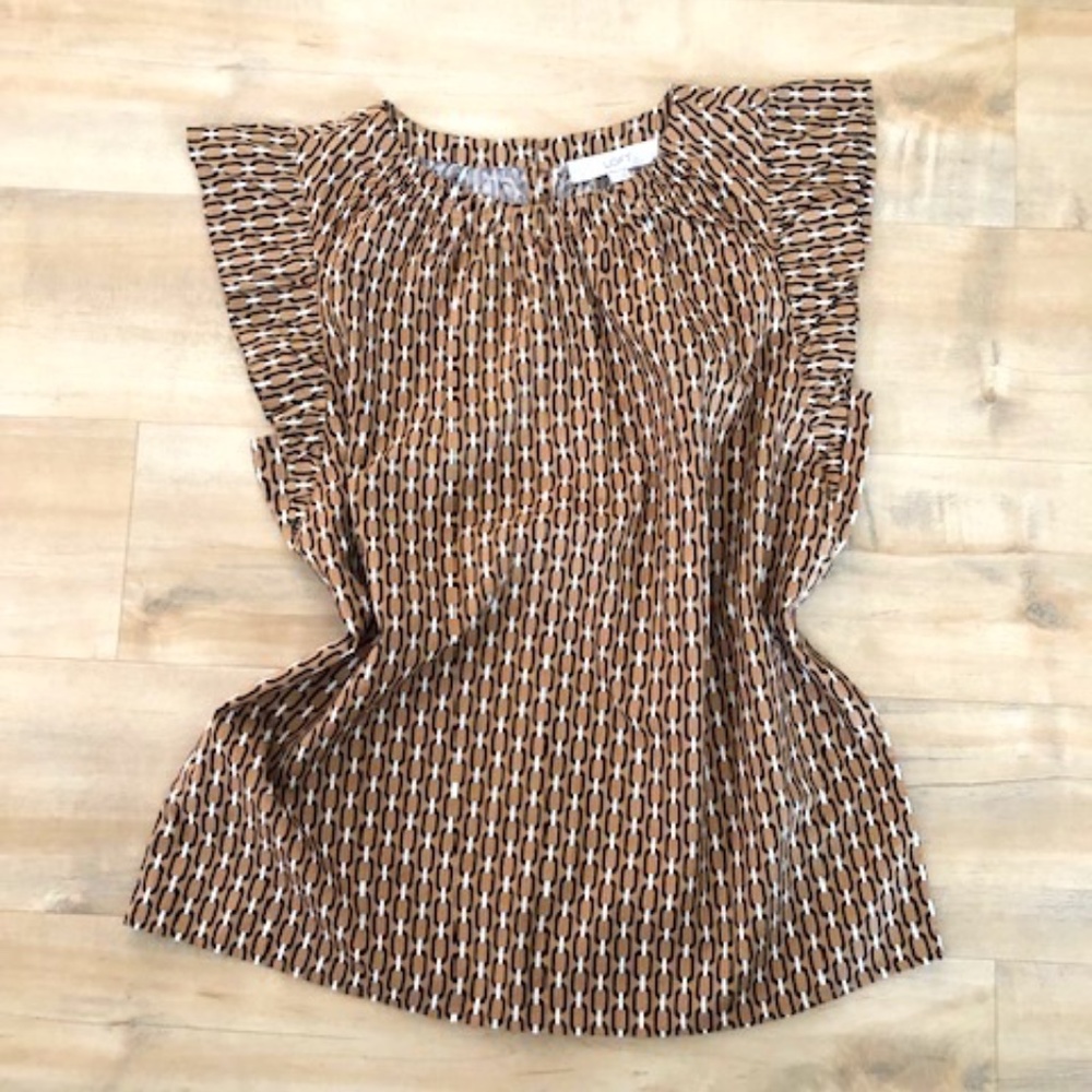 Loft short sleeve top Brown White Black Medium Excellent Used Condition